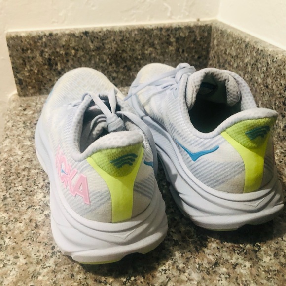 Hoka One One Women's Athletic Shoes - White, Pink, and Blue - Picture 3 of 9